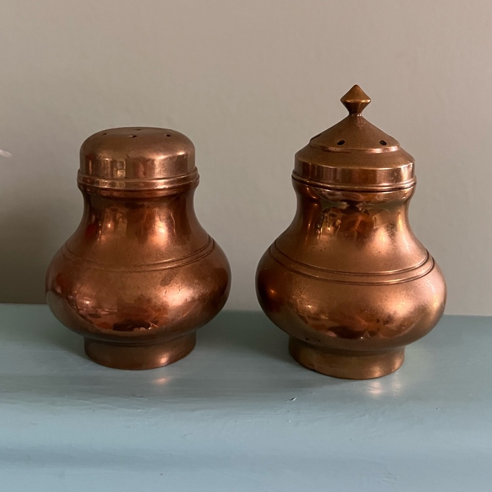 Vintage Brass Salt and Pepper Shakers - Thailand, MCM, 1960s